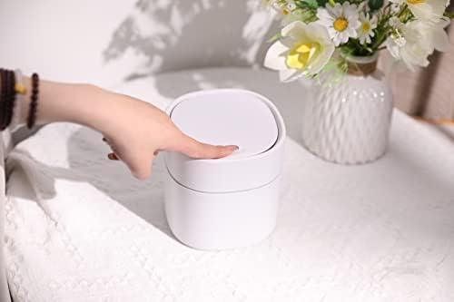 Small bin office desk bin with lid for countertop,Used for Family Living Room Kitchen Bedroom Bathroom Office Car Indoor Beige Dark Blue(2.2L)