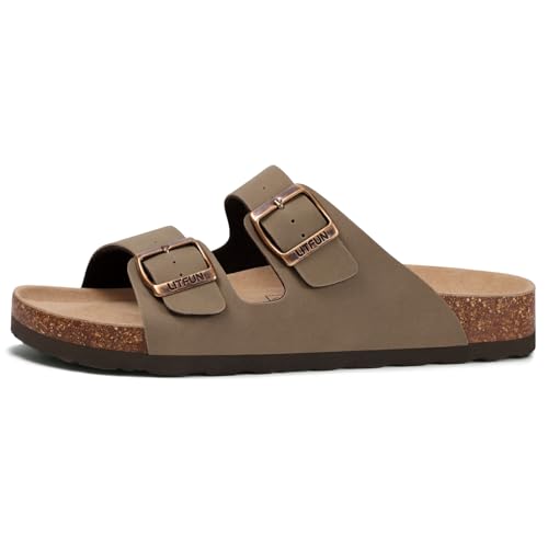 Image of Litfun Unisex Cork Footbed Sandal Summer Slip On Slide Sandals with Adjustable Buckle for Women Men