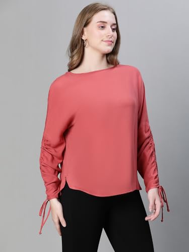 Image of oxolloxo Women Polka Print Round Neck Long Sleeve Top