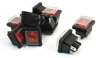 Waterproof Rocker Switch DPST ON/Off 4 Pin 20A 125V AC 16A 250V | Waterproof DPST boat rocker switch, red button, 125V/20A 250V/16A, 4-pin ON/OFF.