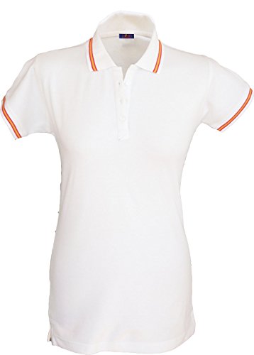 Polo Mujer Bandera España Blanco de Algodón Casual