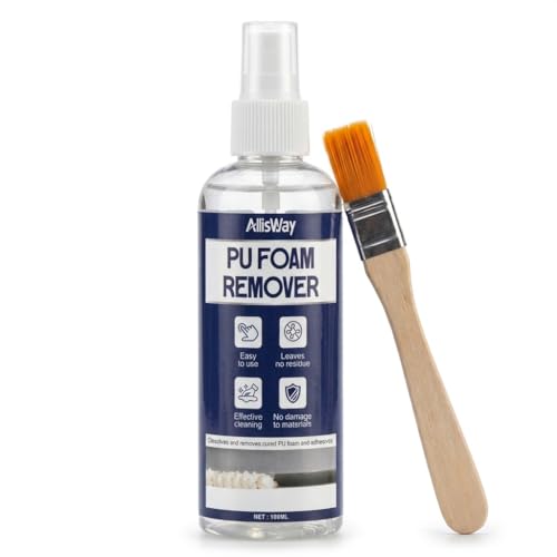AllisWay Nettoyant Mousse Polyurethane, Nettoyant Mousse Polyuréthane Expansive Nettoyant Hautement Actif pour Mousse Pu, Retirer Mousse Polyurethane des Surfaces de Divers Objets, 100ML