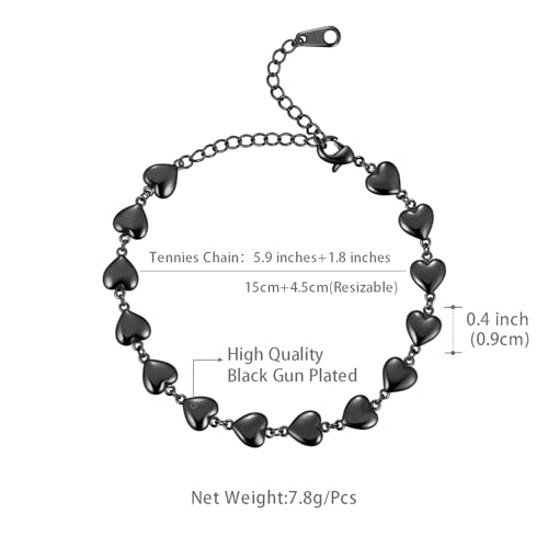 beautlace Heart-Link Bracelet Adjustable Bracelets Silver/18K Gold/Black Gun Plated Love Heart Charm Jewelry Gifts for Women KB0029 6