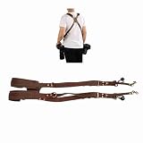 equlup Sangle en cuir pour appareil photo, double sangle souple réglable à dégagement rapide pour appareil photo avec support de trépied de 6,35 mm, marron, #711