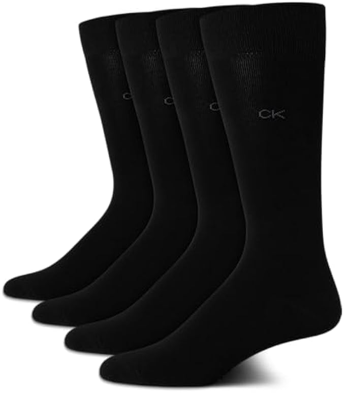 Calvin Klein Men's Dress Socks - Lightweight Cotton Blend Crew Socks (4 Pack)