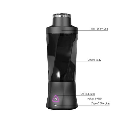 Image of Portable Blender Electric Juicers Fruit Mixers USB Rechargeable Smoothie Mini Personal Juicer 6 Blades 3Gears With Oil Strainer Pot Grease Can Scalding Handheld, Lid for Cooking (Black)