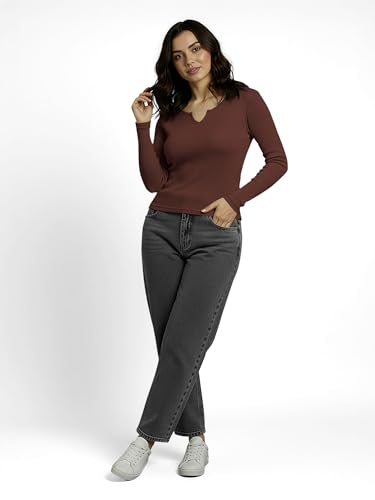 Image of Casual Polyester Blend V-Notch Neck Full Sleeves Stylish Top(23 inch Inches)