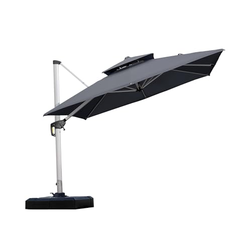 PURPLE LEAF 9ft Patio Umbrella Outdoor Square Umbrella Large Cantilever