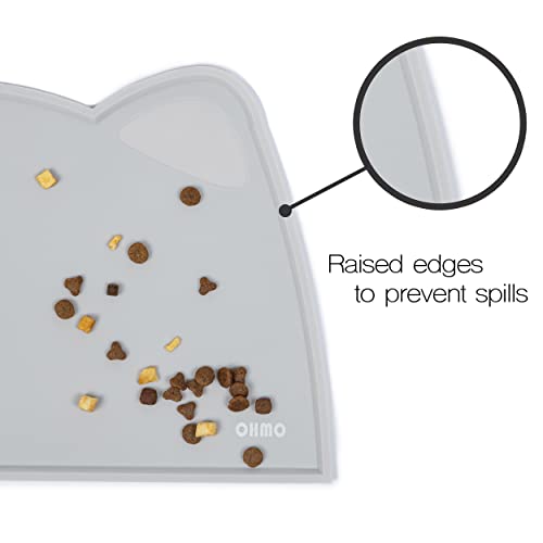 OHMO Napfunterlage für Kleine Hunde und Katze, 46x25cm, Unterlage für Katzennapf, rutschfeste Futterunterlage aus Silikon, wasserdicht, Asche - Image 5