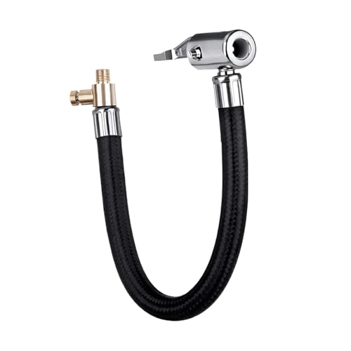 LKAHG Car Air Inflator Hose Adapter, Tire Inflator Pump Hose Adapter with Rubber Hose, Vehicle Tyre Pump Chuck Adapter Hoses with Standard Tire Valve Fine Thread, Universal for SUV, Truck, RV