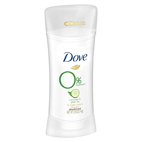 Unilever Dove 0% Aluminum Deodorant for Women ¼ Moisturizers Cucumber & Green Tea with 24-Hour Odor Protection,2.6 Ounce (Pack of 3)