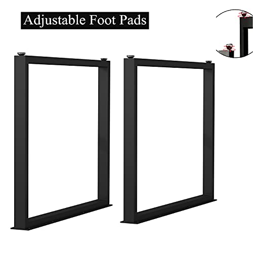 Image of Metal Table Legs 28''Hight 35'' Wide Heavy Duty Furniture Legs, Modern Desk Legs Multiple Uses for Dinning Table Coffee Table (Rectangle Shape, 2pcs)-Black