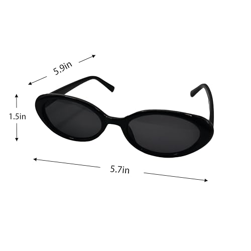 VIGUEUR Retro Oval Sunglasses for Women, Black Small Shade UV400 Protection3