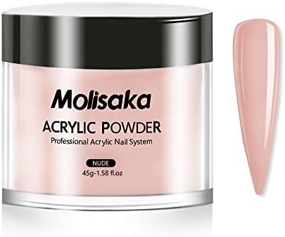 Molisaka Nude Acrylic Powder for Nails, Professional Acrylic Nail Powder,Lasting Acrylic Powder for Extension French Nail Art, Acrylic Nail Supplies Sets for Nails Beginners or Salon (1.58oz)