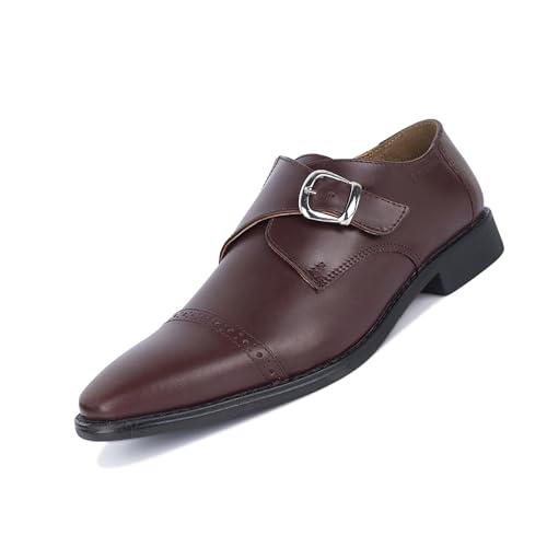 Image of LOUIS STITCH Men's Formal Shoes | Italian Leather Monk Strap | Stylish Lace-Up for Business, Formal, Perfect Men's Shoes for Office, Weddings & Events (RXSMRW)