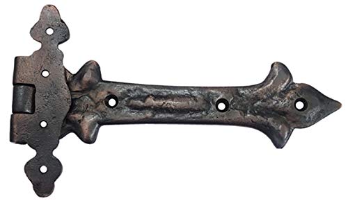 Image of Adonai Hardware Adonijah Antique Cast Iron Strap T Hinge (7.9 inch x 2 Pack, Oil Rubbed Bronze) for Barn Doors, Gates, Kitchen Cabinets, Sheds, Wooden Box, Furniture, Cedar Chest and Trunks