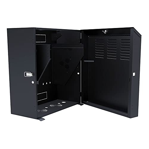 Image of NavePoint 8U Vertical Server Rack Enclosure, Low Profile, 23.6 inch Deep, Max Weight Capacity 132lbs - 8U Network Cabinet Vertical Wall Mount, Perforated, Black