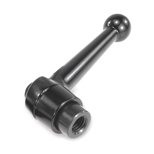 Kipp 06410-4101 Zinc/Steel Adjustable Handle with M10 Internal Thread, Classic Ball Style, Metric, Black Satin Plastic Coated Finish, Steel Components, Size 4