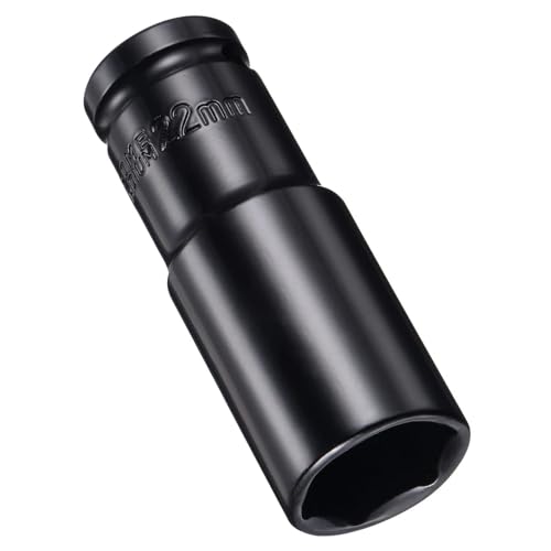 MACHSWON 2Pcs 1/2 Inch Drive - 22mm Deep Impact Socket with 6 Point Design, Heat-Treated Cr-V Steel 78mm Length, Metric Sizes