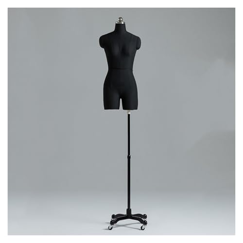 Maniquí ajustable con soporte, maniquí de sastre para exhibición de ropa y joyas, torso de medio cuerpo con ruedas universales