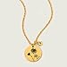 MEVECCO Gold Birth Flower Coin Necklace for Women Stamped Disc 12 Month November Chrysanthemum Pendent with Birthstone Citrine 18K Gold Plated 2MM Twist Rope Chain Birthday Jewelry for Her
