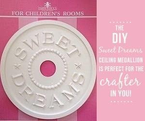 Marie Ricci Sweet Dreams Ceiling Medallion, Nursery Decor, Ceiling Medallions, Prime and Paint Yourself is cast in Polypropylene, NO PVC. Made in USA
