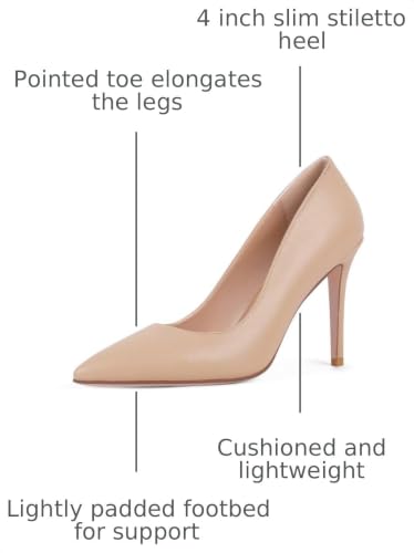 Image of Women's Stiletto High Heels Pumps for Women-4IN Pointed Toe Classic Pumps for Dress Party Wedding Evening Date Night Sexy Slip-On Shoes