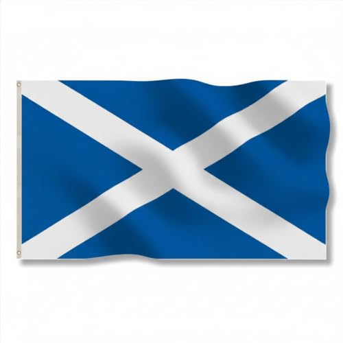 Scotland St Andrews Saltire Flag 3ft x 2ft with Brass Eyelets Large Polyester Scottish Flag Banner for FIFA World Cup Football Rugby Supporters and Indoor Outdoor Home & Garden Display