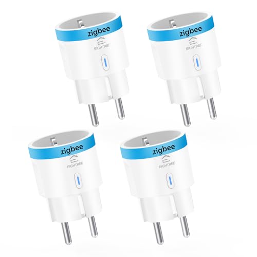 EIGHTREE Zigbee Steckdose mit Stromverbrauchsmessung 16A Sprachsteuerung Zeitplan & Timer  erforderlich Zigbee Smart Steckdose kompatibel mit Home Assistant SmartThings Alexa