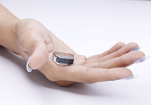 Dazzlingrock Collection 0.42 Carat (ctw) Round Black & White Diamond Men's Hip Hop Ring in 925 Sterling Silver3