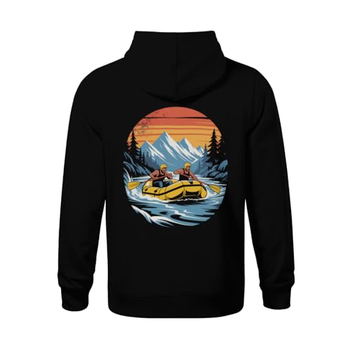Kids Whitewater Rafting Vintage Sunset Boys Girls Lightweight Kangaroo Pocket Fleece Hoodies3