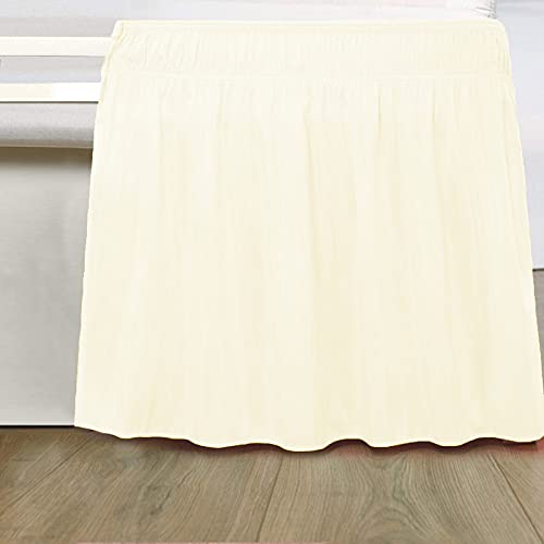 Image of Wrap Around Dust Ruffled Bed Skirt 18 inch Inch Tailored Drop Fade Resistant Brushed Microfiber Bed Skirt - Single Bed | Ivory
