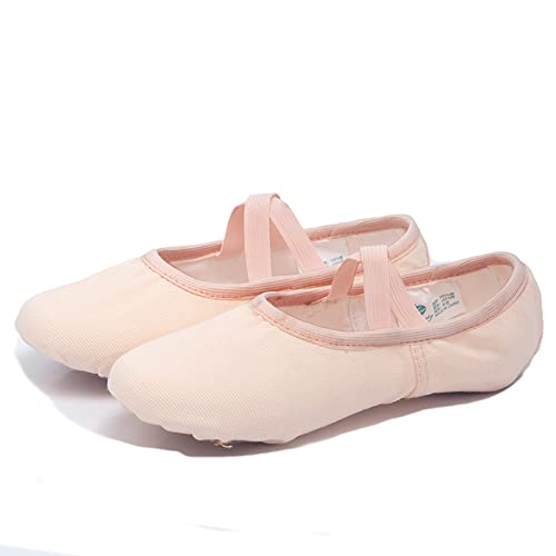 Ballet Shoes for Girls Canvas Dance Slippers Split Soft Flat Sole Yoga Gymnastics Shoes(Toddler/Little/Big Kid) (A, 3 Big Kids)3