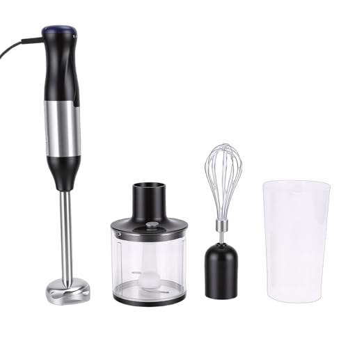 HETHLIF Batidora de Mano de Inmersión 4 en 1 Procesador de Alimentos de 20 Velocidades Batidora de Acero Inoxidable con Botón de Impulso 500 W Potente Aparato de Cocina (Enchufe europeo 220V)