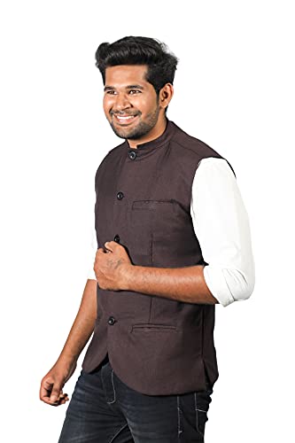 Image of PRAKASAM COTTON Men's Cotton Blend Nehru Jacket(Sleeveless wait coat)