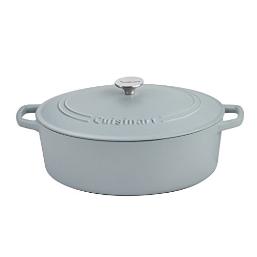 Image of Cuisinart Oval Cast Iron Casserole, Matte Grey, 7 Qt