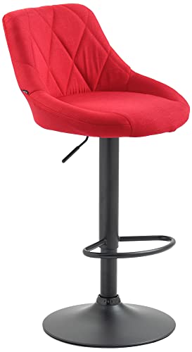 CLP Tabouret De Bar Réglable en Hauteur Lazio Tissu I Chaise Hauteur De Bar Confortable avec Dossier Et Repose-Pied I Réglable Pivotant, Couleur:Rouge,...