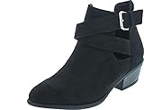 Wild Diva Women's Manny-30 Crisscross Buckle Bootie,Black Suede,10