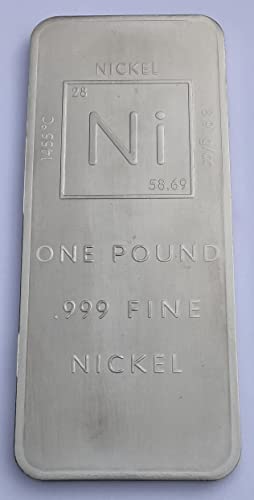 1 Pound .999 Pure Nickel Bar Bullion With Element Design - Unique Metals #TOP13
