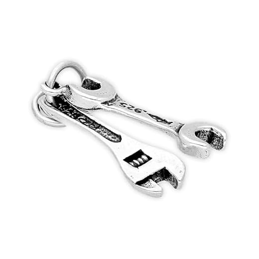 TheCharmWorks Sterlingsilber 2 Schraubenschlüssel Werkzeuge Charmanhänger | Sterling Silver Two Wrench Set Charm