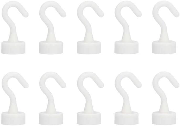10Pcs Magnetic Hook Set White Heavy ABS Compact Hooks for Refrigerator Microwave 11lb Utility Hooks