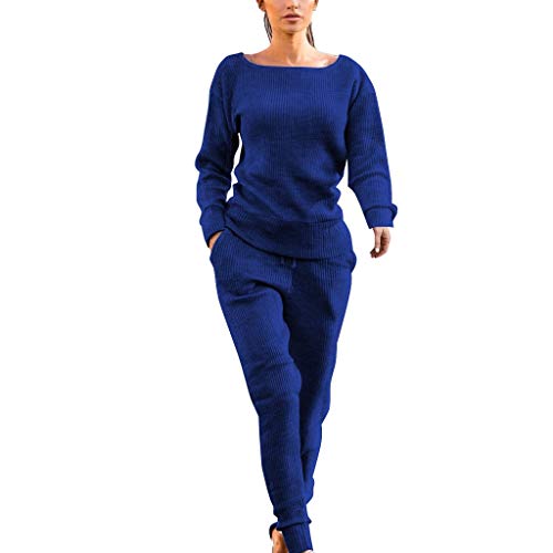 Mxjeeio- Chandal Conjunto De Punto Chándal Invierno Otoño Mujer Color Sólido Algodón Elasticidad Training Fitness Yoga Sports Top Pantalones De Yoga Sports Pantalones 2 Piezas Conjuntos