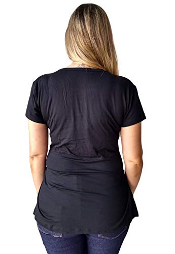 Blusa amamentação gestante abertura sobreposta (M, Preta)