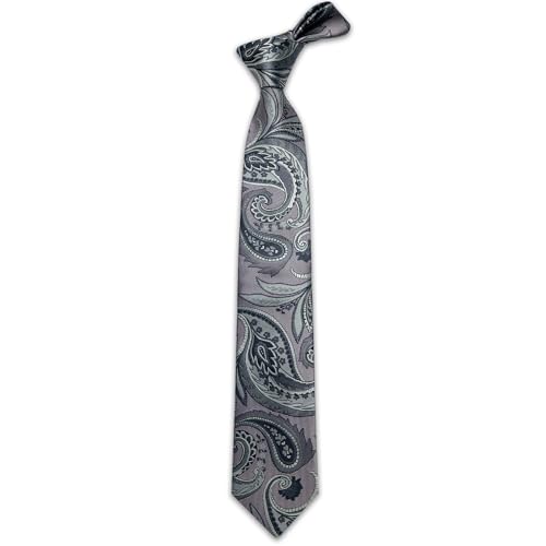 Image of YourTies Silk Paisley Floral Tie and Pocket Square Cufflinks with Lapel Pin Sets for Men 5PC Wedding Party