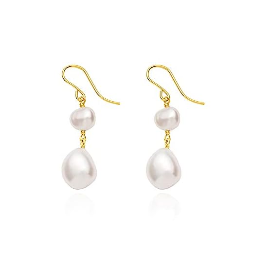 Baroque Freshwater Pearls Earrings Minimalist 14K Gold Filled Dangle Drop Hoop Earrings Jewelry Gift for Women Bridemaid