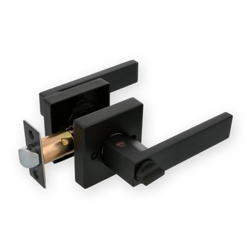 Juego Manillas Para Puertas Juego De Manillas AMIG Con Picaporte Cuadrado - Para Puertas Interiores De Madera, Zamak, Color Dorado Juego De Manillas