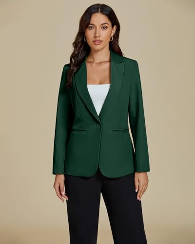 luvamia Dressy Blazers for Women Button Long Sleeve Lapel Business Casual Outfits Office Work Suit Blazer with Pockets2