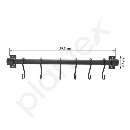 Image of Plantex Stainless Steel Cloth Hanger Wall Mounted with Hanging Hooks /Hook Rail for Bathroom /Cloth Hanger for Wall - Kitchen Accessories (Black)