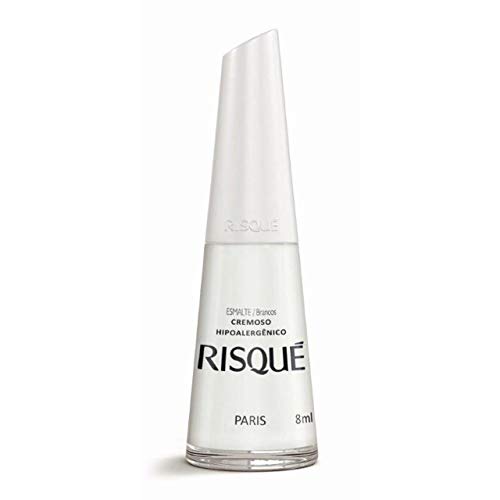 Nail Polish Risque Creamy White | Esmalte de Unhas | Fast Dry, Hypoallergenic, Long-Lasting, Extra Sparkle, Anti Allergic, Made in Brazil | Paris, 0.3 oz, 8ml