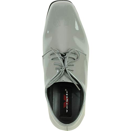Image of VANGELO Men Dress Shoe TAB and Tux Oxford Formal Tuxedo for Prom Wedding Uniform Medium and Wide Width Black Grey Ivory White Patent